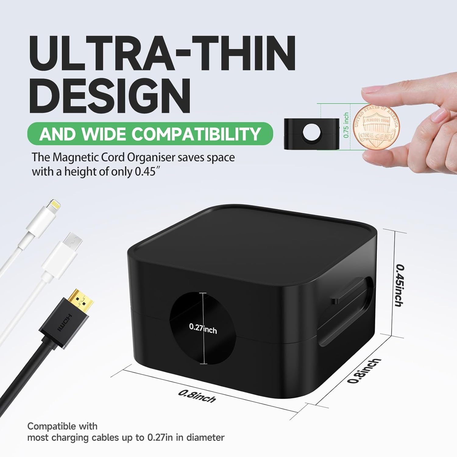 6 Black Magnetic Cable Clips